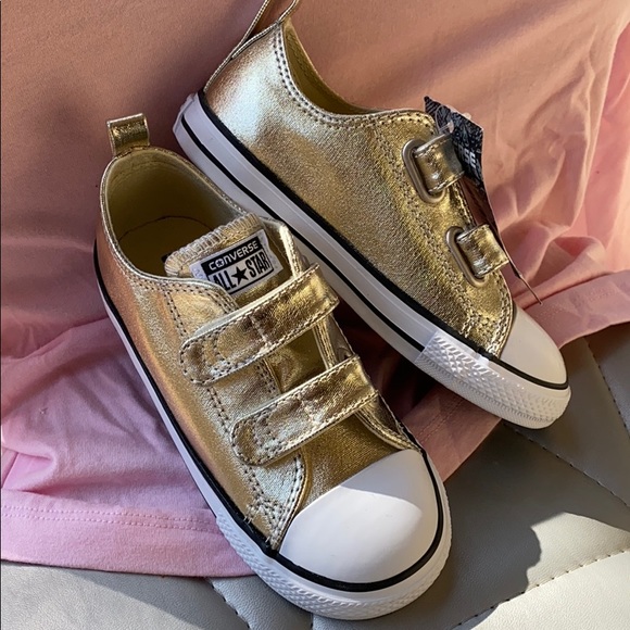 gold infant converse